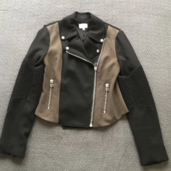 NWOT Wilfred Aritzia Moto Jacket Black Olive Khaki Fabric Made in Japan 2 - Picture 1 of 6